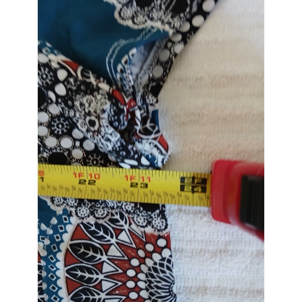 Lavish 2X Plus Size Boho Mandala Print Tunic Top Blue Multicolor Short Sleeve - Picture 12 of 15